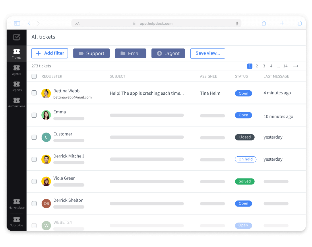 Desktop version of HelpDesk app