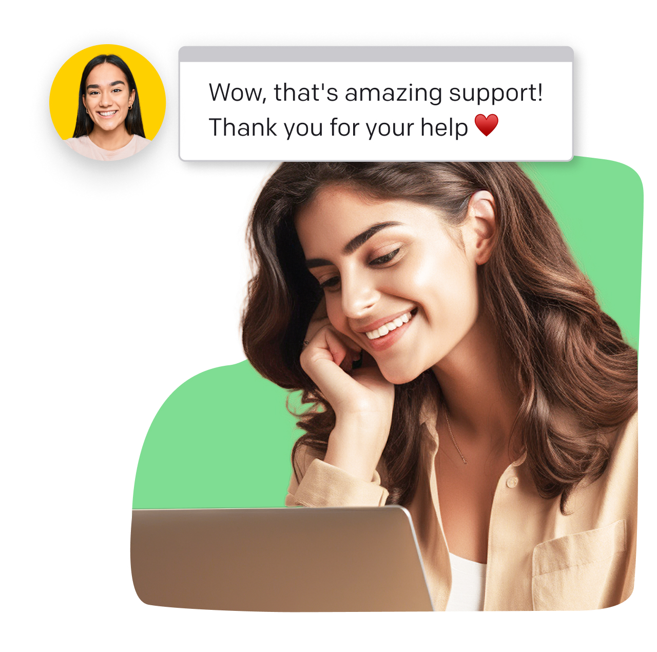 A support agent with a laptop helping a customer log in