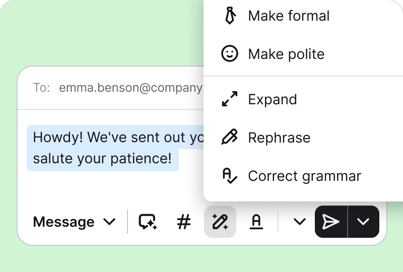 Text enhancements in HelpDesk