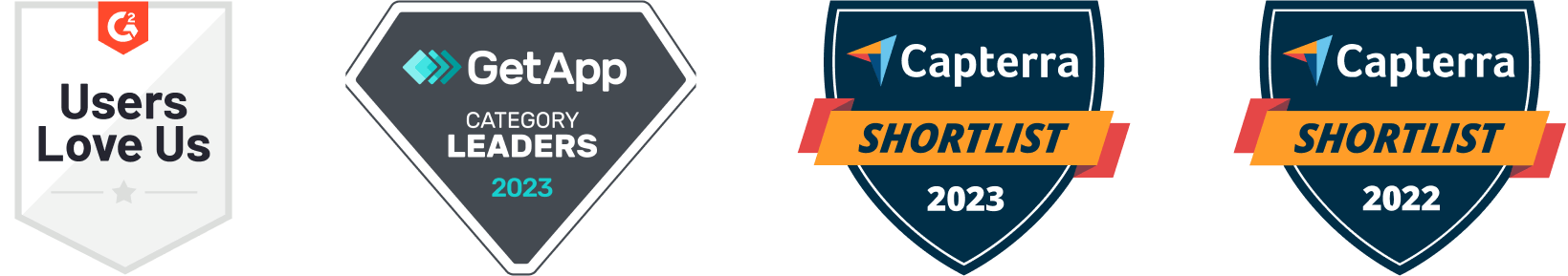HelpDesk awards: Users Love Us on G2, Category Leader 2023 on GetApp