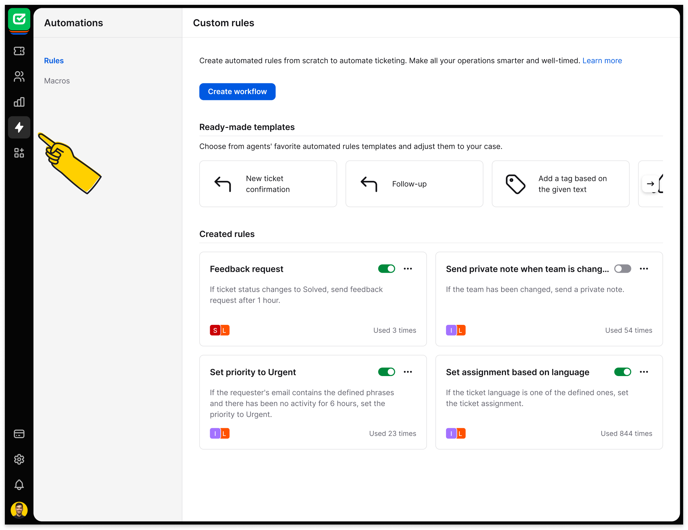 Workflow in HelpDesk app