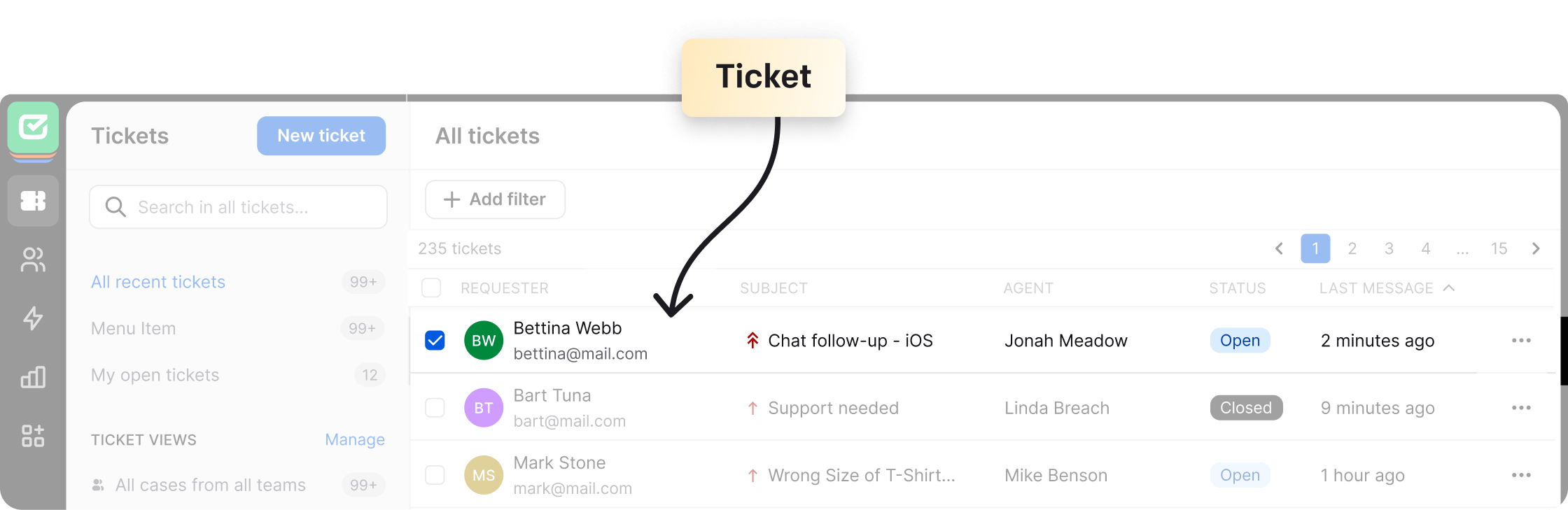 Choosing ticket in HelpDesk