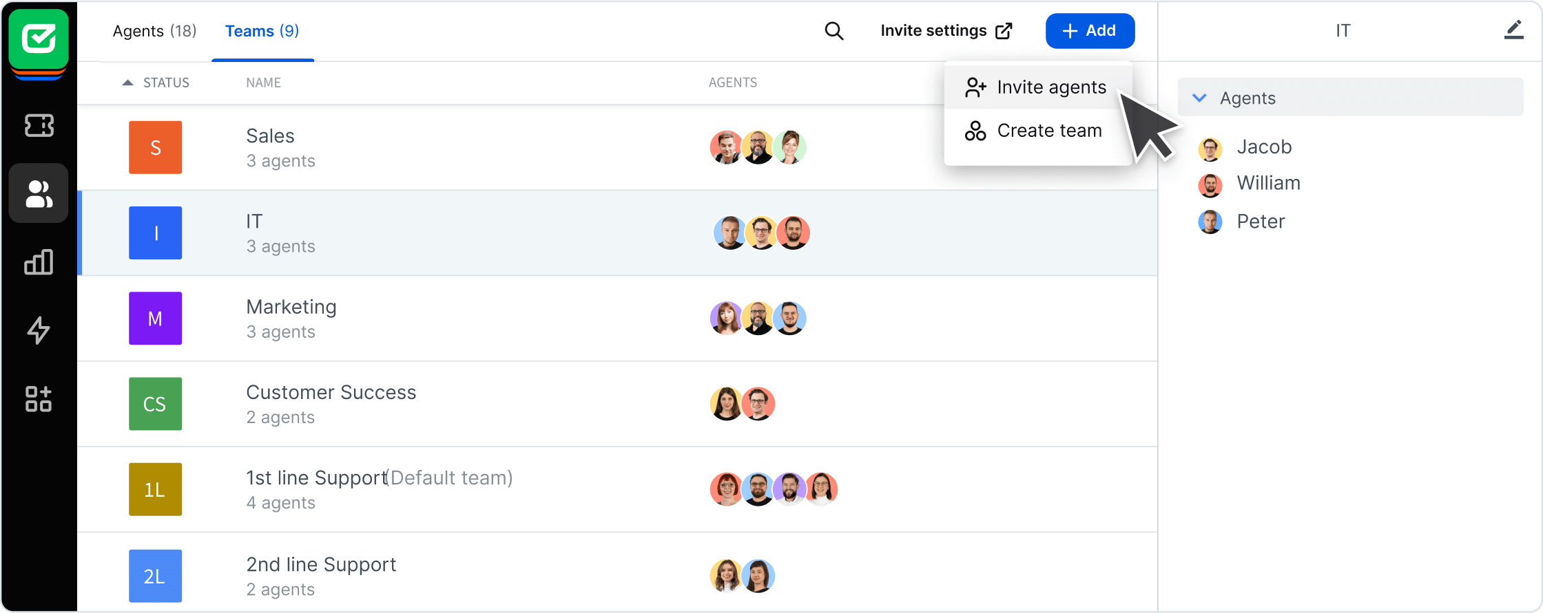 Creating teams in HelpDesk app