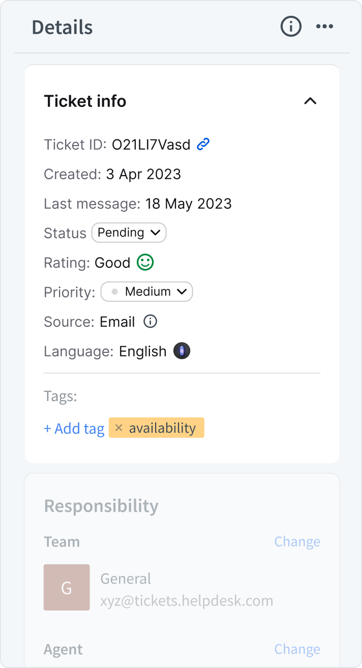 Ticket details in HelpDesk