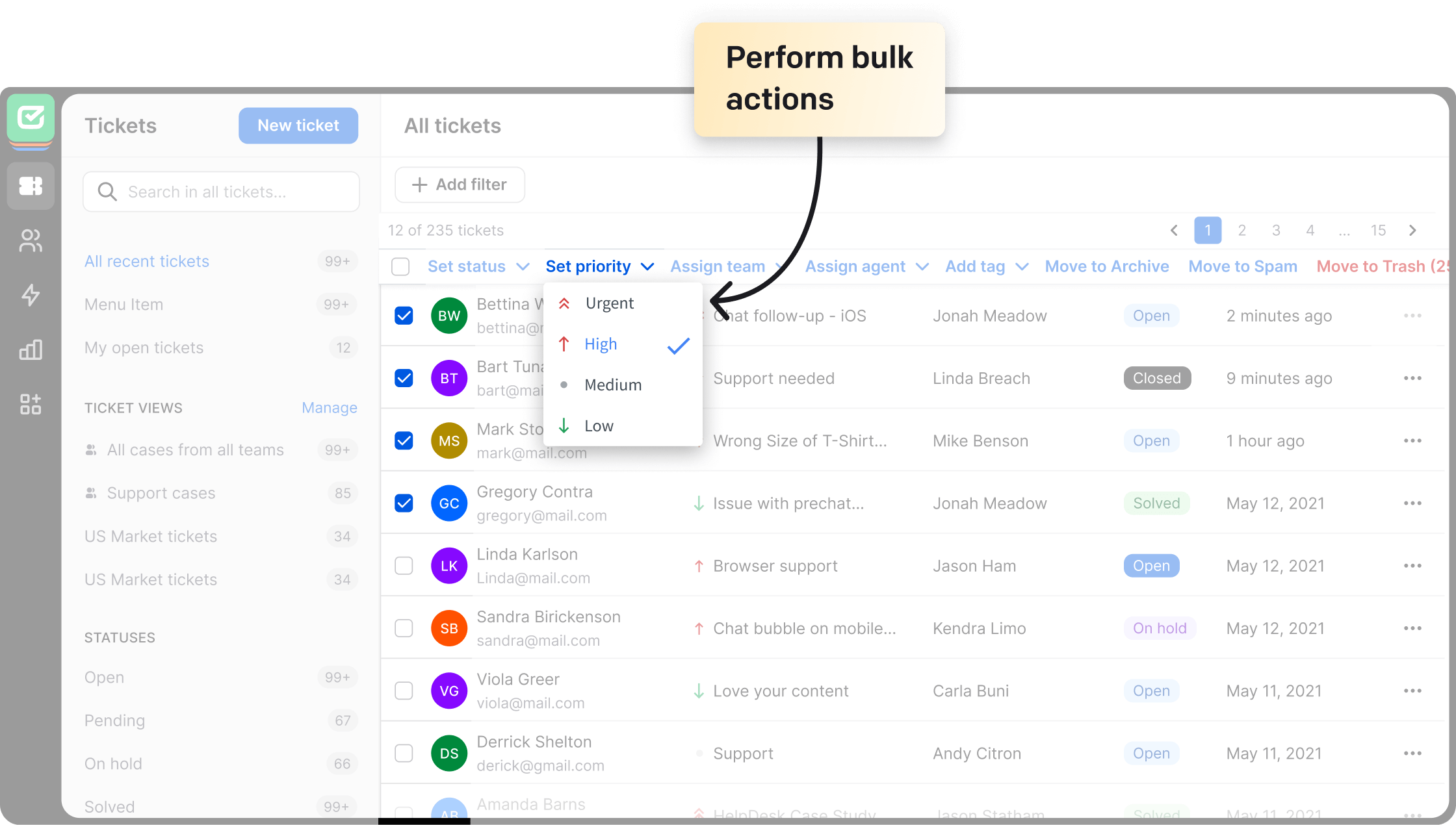 Bulc actions in HelpDesk