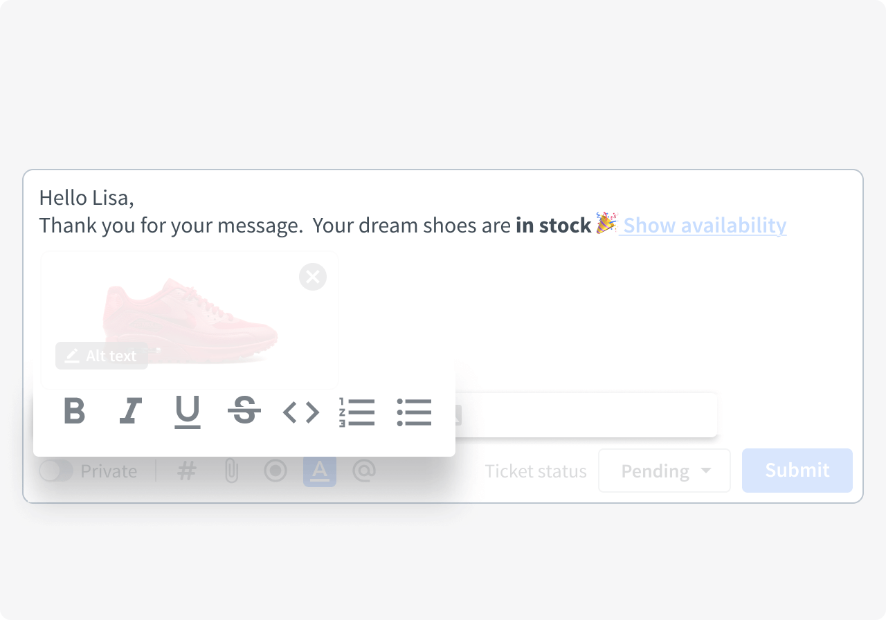 Formatting text in HelpDesk