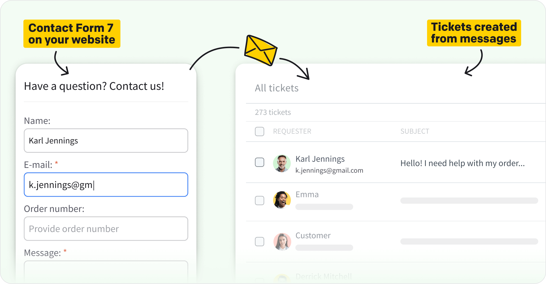 Integration of HelpDesk ticketing system with Contact Form 7