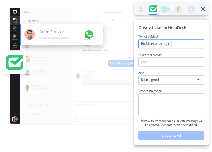 Ability to create an asynchronous HelpDesk ticket from synchronous chat in LiveChat