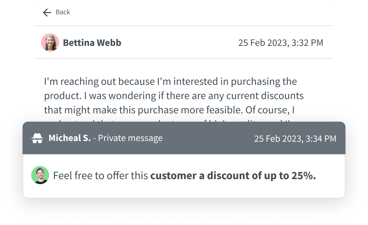 Private notes in HelpDesk to improve teamwork.