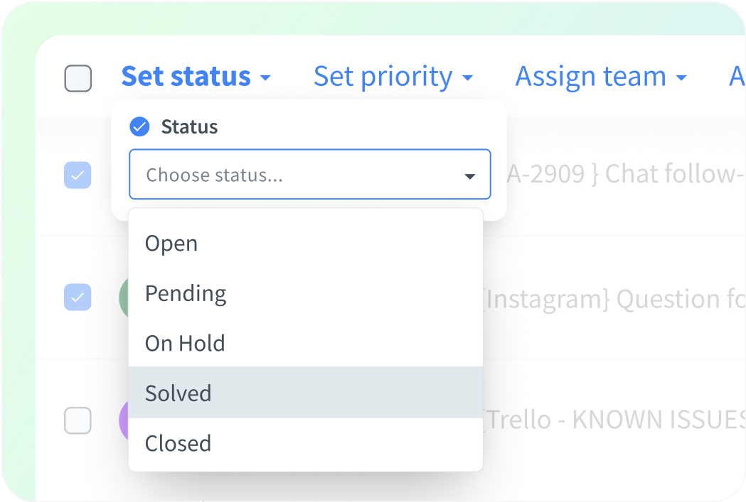 Example of performing mass actions in HelpDesk.