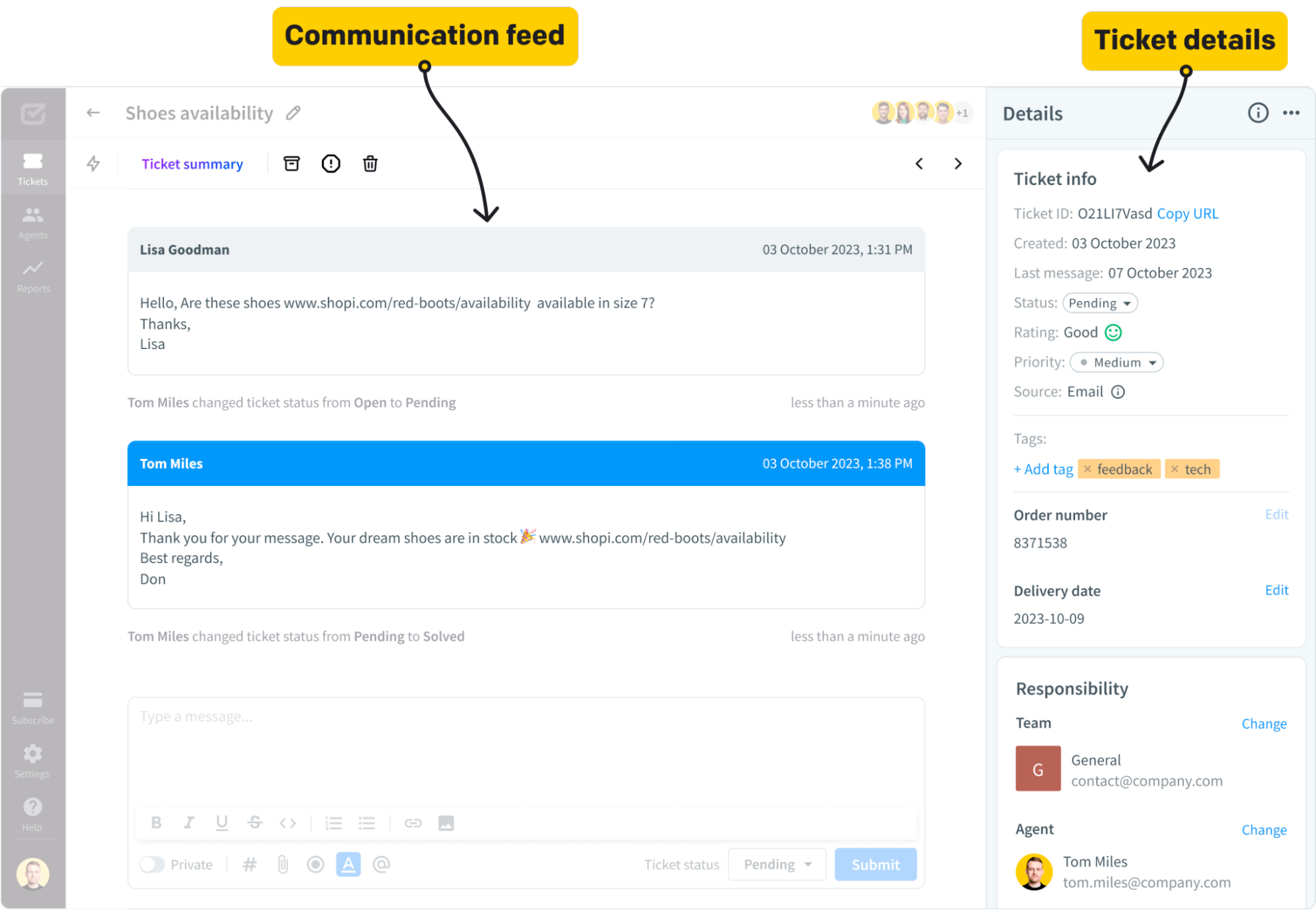 Ticket details in HelpDesk