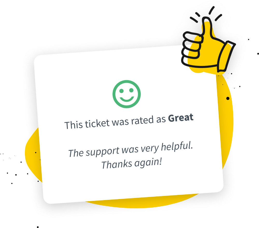 Screenshot of feedback message with a thump up